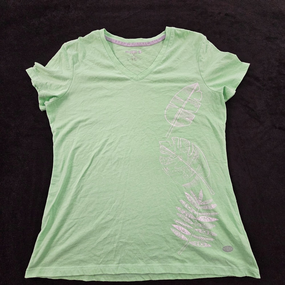 Reel Legends Green Floral Print Short Sleeve Cotton Blend T-Shirt Women's M